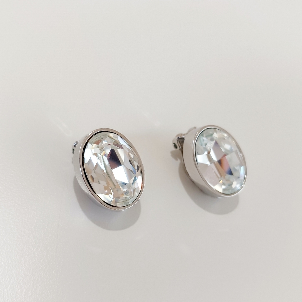 Vintage St. John Crystal Clip On Earrings